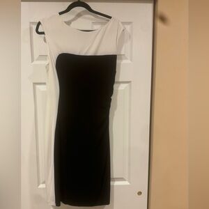WORN ONCE || Connected Apparel Black and White Asymmetrical Dress